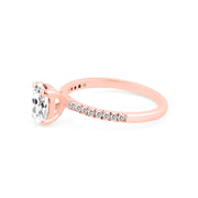 White Topaz Gemstone & Diamond Solid 14k Rose Gold Ring