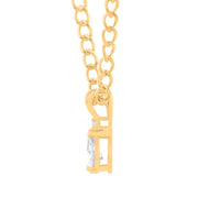 White Topaz Gemstone & Diamond Solid 14k Yellow Gold Pendant