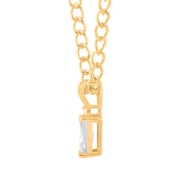 White Topaz Gemstone & Diamond Solid 14k Yellow Gold Pendant