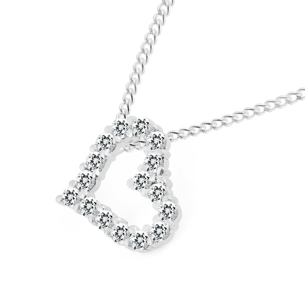 White Topaz Gemstone Solid 925 Sterling Silver Heart Pendant