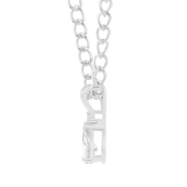 White Topaz Gemstone & Diamond Solid 14k White Gold Pendant