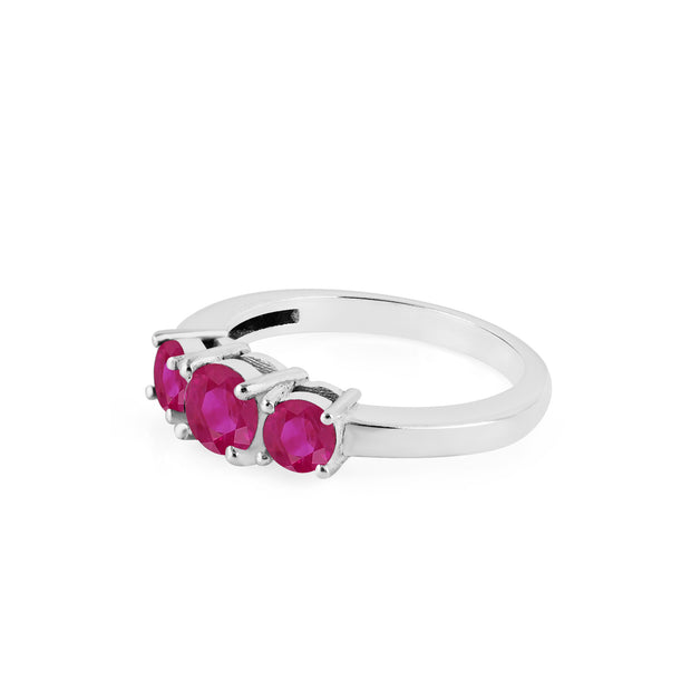 Ruby Gemstone Solid 14k White Gold Ring