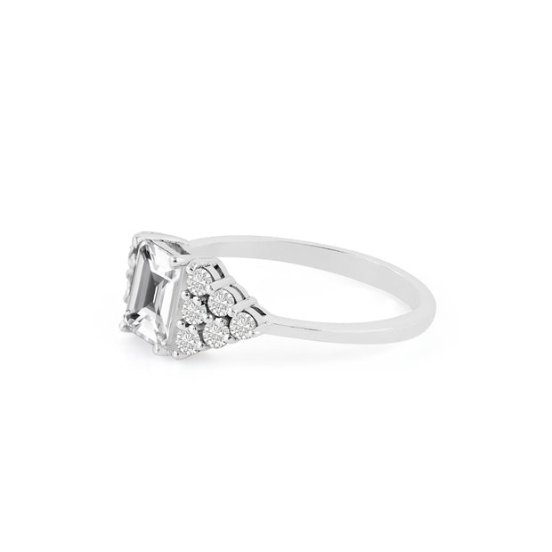 White Topaz Gemstone Solid 925 Sterling Silver Ring
