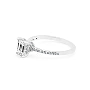 White Topaz & Diamond Gemstone Solid 14k White Gold Ring