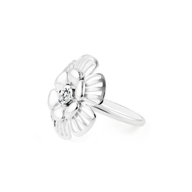 White Topaz Gemstone Solid 14k White Gold Ring
