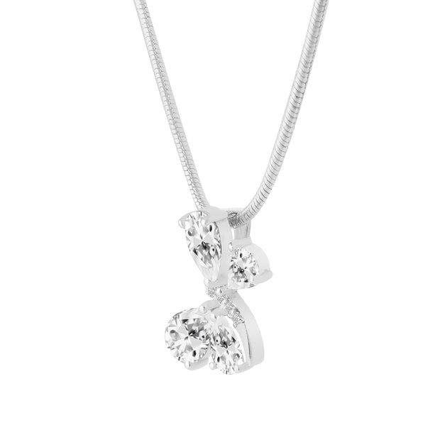 White Topaz Gemstone & Diamond Solid 925 Sterling Silver Pendant