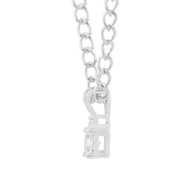 White Topaz Gemstone & Diamond Solid 925 Sterling Silver Pendant