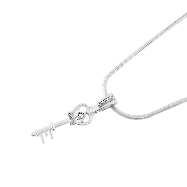 White Topaz Gemstone & Diamond Solid 925 Sterling Silver Pendant