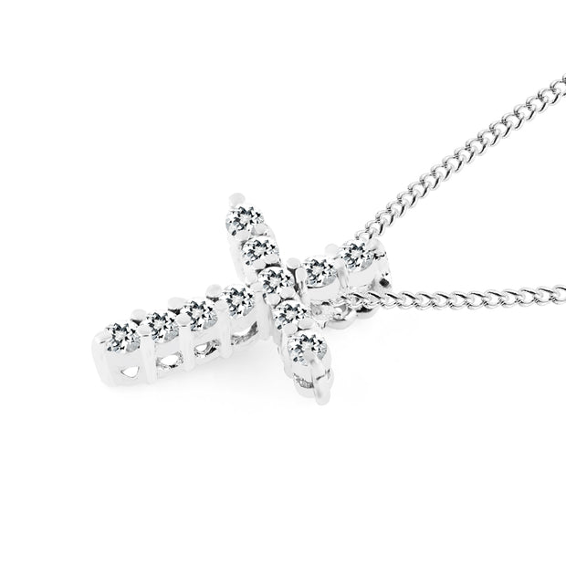 White Topaz Gemstone Solid 925 Sterling Silver Cross Pendant