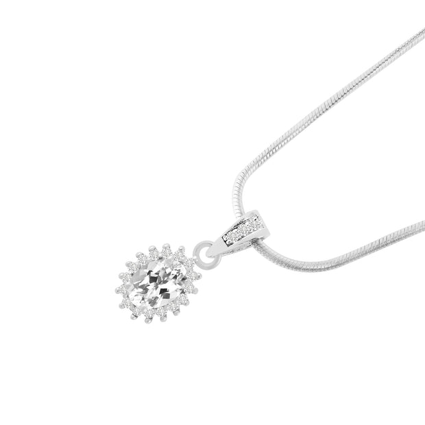 White Topaz Gemstone Solid 925 Sterling Silver Pendant