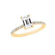 White Topaz & Diamond Gemstone Solid 14k Yellow Gold Ring