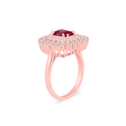 Ruby Gemstone & Diamond Solid 14k Rose Gold Ring
