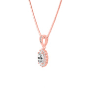 White Topaz Gemstone & Diamond Solid 14k Rose Gold Pendant