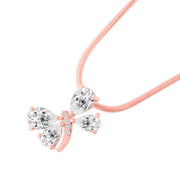 White Topaz Gemstone & Diamond Solid 14k Rose Gold Pendant
