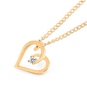 White Topaz Gemstone Solid 14k Yellow Gold Heart Pendant