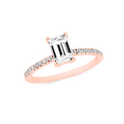 White Topaz & Diamond Gemstone Solid 14k Rose Gold Ring
