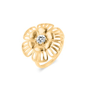 White Topaz Gemstone Solid 14k Yellow Gold Ring