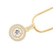 White Topaz Gemstone Solid 14k Yellow Gold Pendant