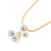 White Topaz Gemstone & Diamond Solid 14k Yellow Gold Pendant