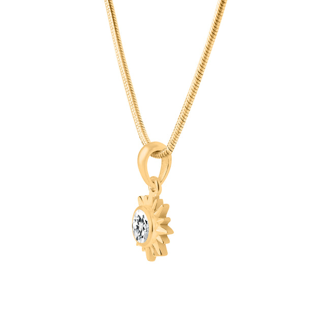 White Topaz Gemstone Solid 14k Yellow Gold Pendant