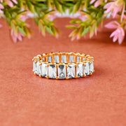 White Topaz Gemstone Solid 14k Yellow Gold Ring