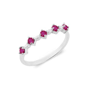 Ruby Gemstone Solid 14k White Gold Ring
