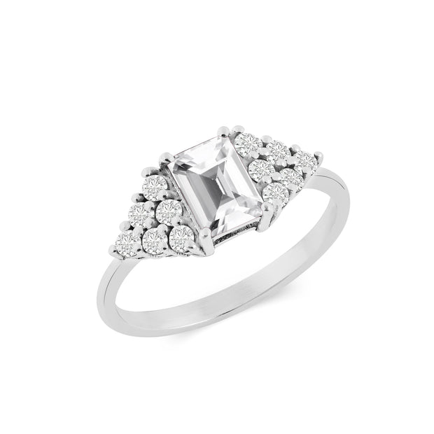 White Topaz Gemstone Solid 925 Sterling Silver Ring