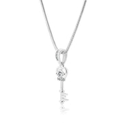 White Topaz Gemstone & Diamond Solid 925 Sterling Silver Pendant