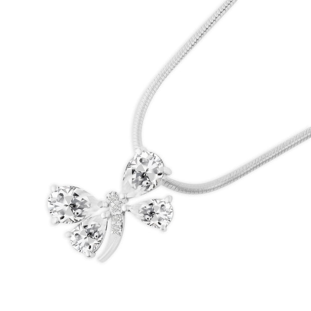 White Topaz Gemstone & Diamond Solid 925 Sterling Silver Pendant