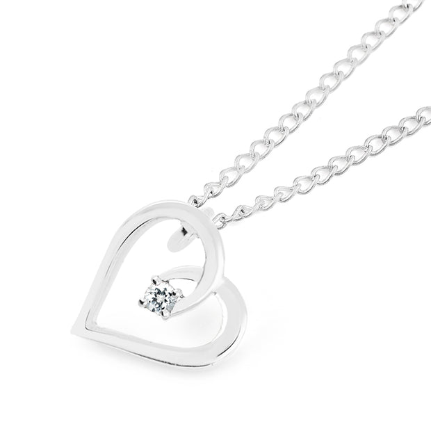 White Topaz Gemstone Solid 925 Sterling Silver Heart Pendant