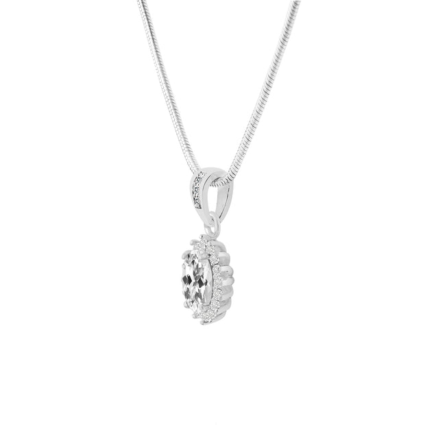 White Topaz Gemstone Solid 925 Sterling Silver Pendant