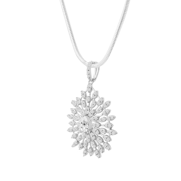 White Topaz Gemstone Solid 925 Sterling Silver Pendant