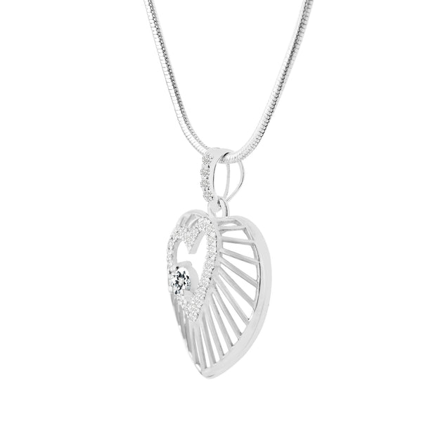 White Topaz Gemstone & Diamond Solid 925 Sterling Silver Pendant