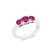 Ruby Gemstone Solid 14k White Gold Ring