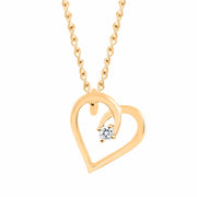 White Topaz Gemstone Solid 14k Yellow Gold Heart Pendant