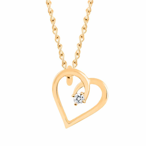 White Topaz Gemstone Solid 14k Yellow Gold Heart Pendant