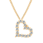White Topaz Gemstone Solid 14k Yellow Gold Heart Pendant