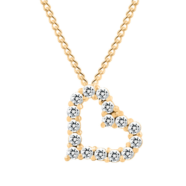 White Topaz Gemstone Solid 14k Yellow Gold Heart Pendant