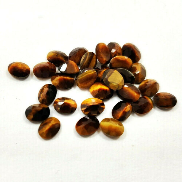 Natural Tiger's Eye 8x6 MM Oval Cut Loose Gemstone