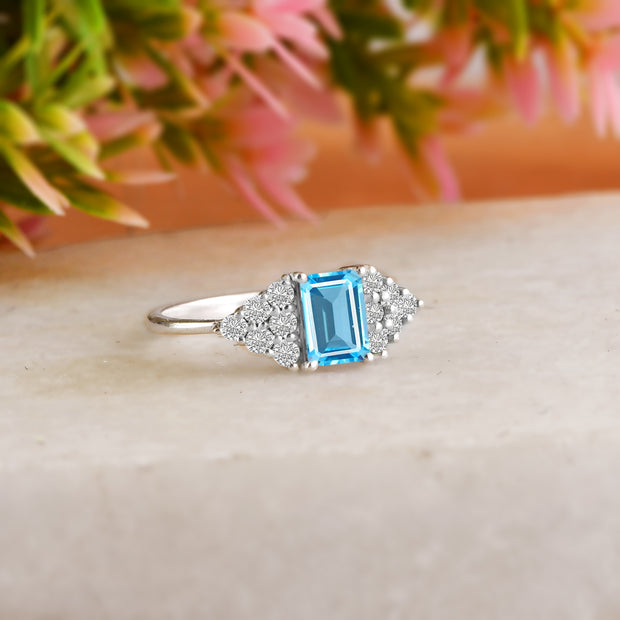 Blue Topaz Gemstone Solid 925 Sterling Silver Ring