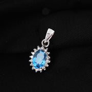 Blue Topaz Gemstone Solid 925 Sterling Silver Pendant