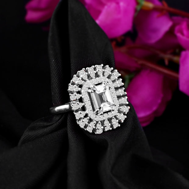 White Topaz Gemstone Solid 925 Sterling Silver Ring