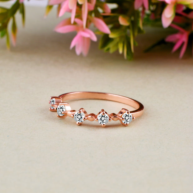 White Topaz Gemstone Solid 14k Rose Gold Ring