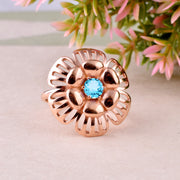 Blue Topaz Gemstone Solid 14k Rose Gold Ring