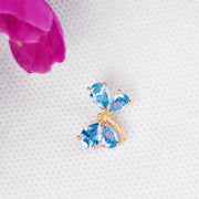 Blue Topaz Gemstone & Diamond Solid 14k Yellow Gold Pendant