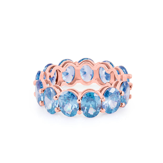 Blue Topaz Gemstone Solid 14k Rose Gold Ring