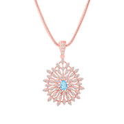 Blue Topaz Gemstone Solid 14k Rose Gold Pendant