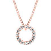 White Topaz Gemstone Solid 14k Rose Gold Round Ring Pendant