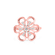 White Topaz Gemstone & Diamond Solid 14k Rose Gold Ring