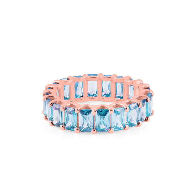 Blue Topaz Gemstone Solid 14k Rose Gold Ring
